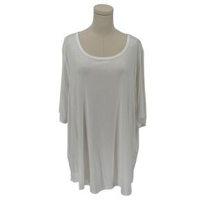 Lane Bryant Womens Plus Size 26/28 White Rayon Bamboo Blend Scoop Neck Top